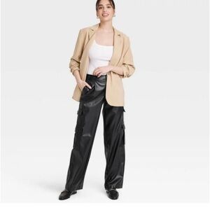 Women's High-Rise Straight Faux Leather
Cargo Pants - A New Day™ Black